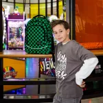 Minecraft mintás hátizsák, 3 rekeszes, 42x30x20cm, BackUp, 2026, X73, zöld-fekete kockás