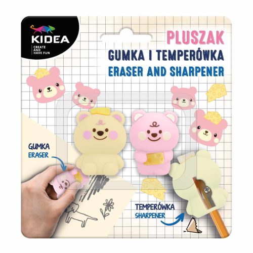 Macis radír és hegyező, Kidea (fehér és rózsaszín)