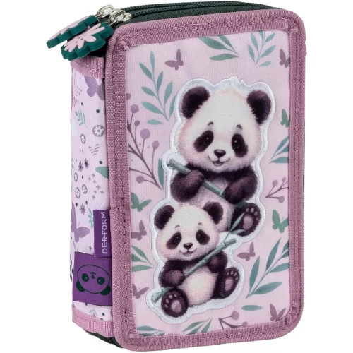 Pandás tolltartó, 2 emeletes, töltött, PA11, két panda