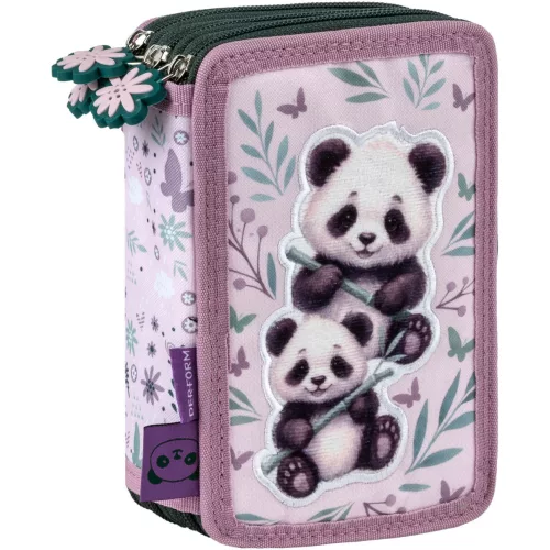 Pandás tolltartó, 3 emeletes, töltött, PA11, két panda