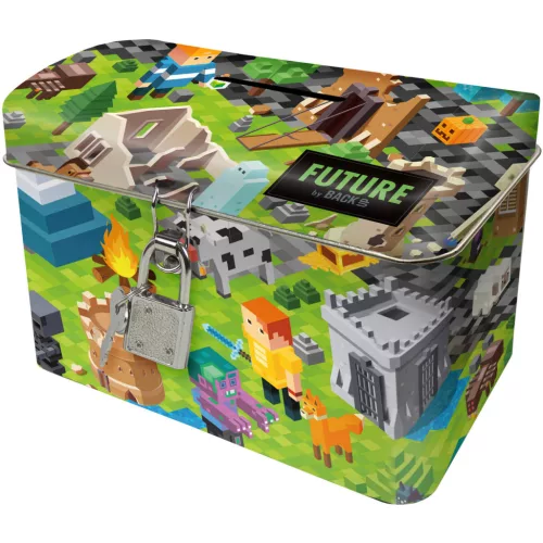 Minecraft mintás persely, szögletes, DF40