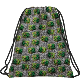   Minecraft mintás tornazsák, 41x35cm, BackUp, 2026, A78, szürke, zöld kockákkal