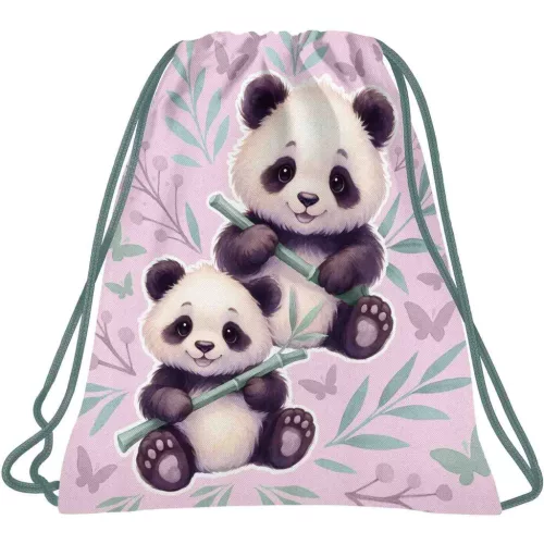 Pandás tornazsák, 41x35cm, PA11, két panda