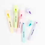 Szövegkiemelő, 5 db/csomag, pasztell, macis kupakkal, Kidea