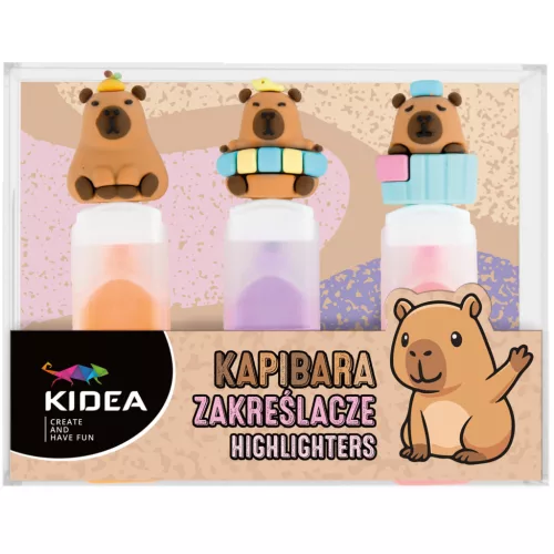 Kapibara szövegkiemelő, 3 színnel (narancs, lila, rózsaszín), Kidea