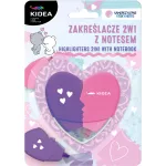 Szövegkiemelő készlet notesszel, szív alakú, 2 az 1-ben, kétféle, Kidea