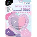 Szövegkiemelő készlet notesszel, szív alakú, 2 az 1-ben, kétféle, Kidea