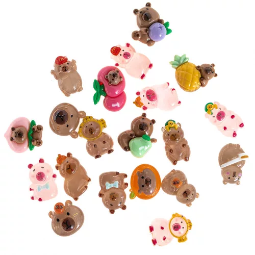 Kapibara 3D charm szett, 20 db/szett