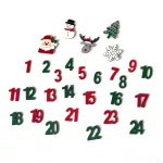 Adventi naptár kiegészítő szett, fa számok 1-24-ig, karácsonyi formákkal