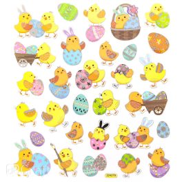 Matrica, húsvéti, csibék és tojások, 15x17cm