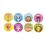 Motivációs matricakészlet tekercsen, 2,5cm széles, állatok angol feliratokkal, 500 db-os