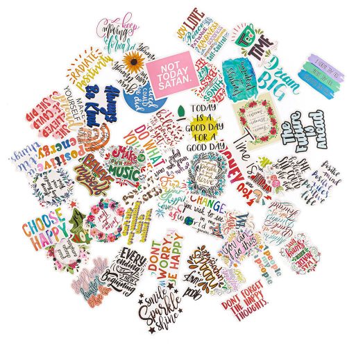 Motivációs matricakészlet, vinyl, 5,8cm, 50 db/csomag, világos színek