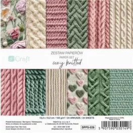   Mintás kartonok, dekor karton, 15x15cm, 160g, 24 lap/csomag, Cozy Knitted