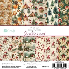   Mintás kartonok, dekor karton, 15x15cm, 160g, 24 lap/csomag, Christmas Mood