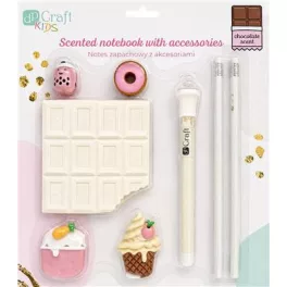 Illatos notesz írószerekkel, fehér, Chocolate