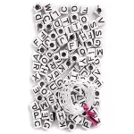 Betű gyöngyök, fehér kocka, 130 db/csomag