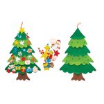 Filc dekorálható karácsonyfa (100x69cm) díszekkel, 26 db-os készlet