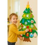 Filc dekorálható karácsonyfa (100x69cm) díszekkel, 26 db-os készlet