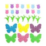 Dekorgumi, öntapadós, tulipánok, pillangók, 92 db-os