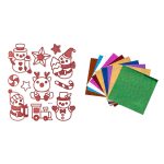 Díszíthető karácsonyi dekorgumi matricák, színes fóliával, hóemberek, 11 db/csomag