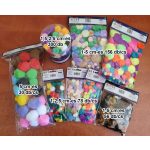 Pom-pom, pasztell színek, 1-2,5 cm-es, 78 db/csomag