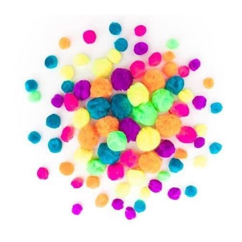 Pom-pom, neon színek, 1-2,5 cm-es, 78 db/csomag