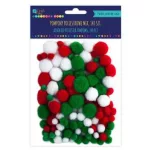 Pom-pom, vegyes színek, 140 db-os, ünnepi színek