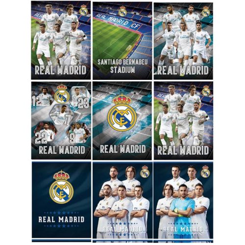 Real Madrid füzet A/4, sima 54 lap, 80g, többféle minta