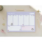 Pusheen cicás jegyzettömb, heti tervező tömb, A/4, Moments, lila