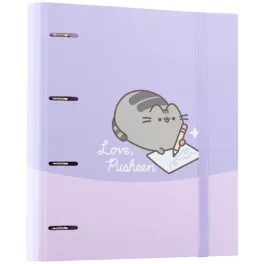 Pusheen cicás gyűrűskönyv A/4, 4 gyűrűs, Moments, lila
