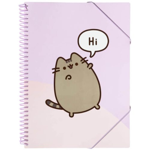 Pusheen cicás bemutató mappa A/4, 30 zsebes, spirál, gumis zárószalaggal, Moments, lila