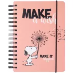 Snoopy bullet journal, napló, spirál, A/5, 90 lapos, Make a wish