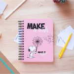 Snoopy bullet journal, napló, spirál, A/5, 90 lapos, Make a wish
