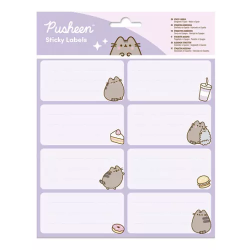 Pusheen cicás füzetcímke 16 db-os, Moments, lila