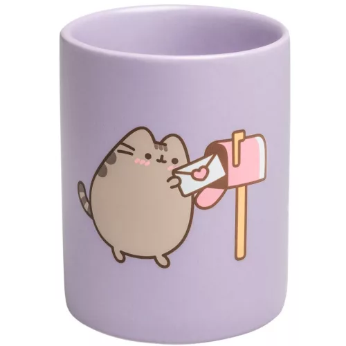 Pusheen cicás kerámia ceruzatartó, 11cm, Moments, lila