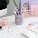 Pusheen cicás kerámia ceruzatartó, 11cm, Moments, lila