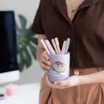 Pusheen cicás kerámia ceruzatartó, 11cm, Moments, lila