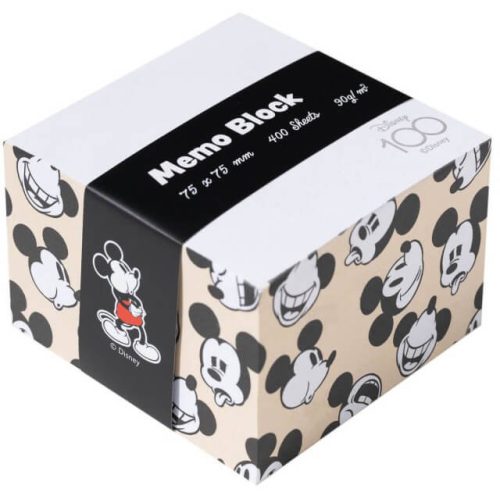 Disney Mickey Mouse jegyzettömb, kockatömb, 75x75mm, 400 lap/cs, Disney 100. évfordulója