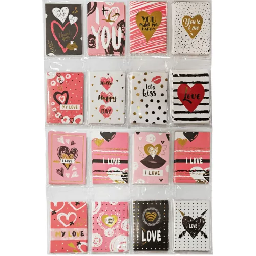 Ajándékkísérő kártya 9,5x6,5cm, szivecskés, többféle változat