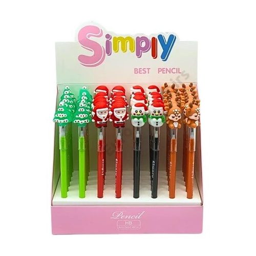 Karácsonyi tolóbetétes ceruza, 4 féle (karácsonyfa, télapó, hóember, rénszarvas)