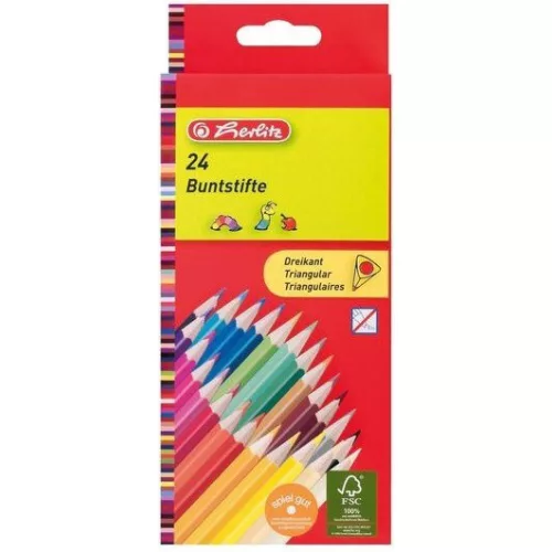 Színes ceruzakészlet 24 db-os, háromszög test, Herlitz Trio