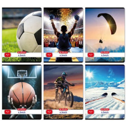 Herlitz tűzött füzet A/4, 32 lap sima, Sport, többféle