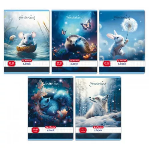 Herlitz tűzött füzet A/5, 32 lap kockás, Wonderland, többféle