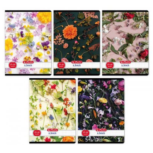 Herlitz tűzött füzet A/5, 32 lap kockás, Flower, többféle