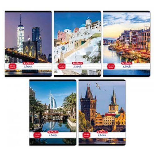 Herlitz tűzött füzet A/5, 32 lap vonalas, City, többféle