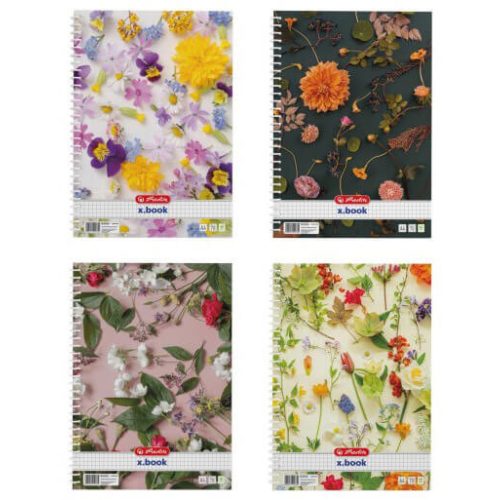 Herlitz spirál füzet A/4, kockás, 70 lapos, Flower, többféle