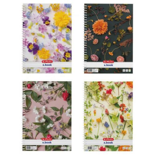 Herlitz spirál füzet A/4, vonalas, 70 lapos, Flower, többféle