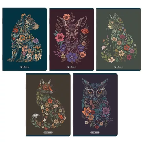 Herlitz tűzött füzet A/5, 60 lap kockás, Florimals, többféle