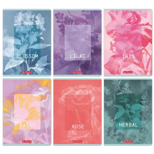 Herlitz tűzött füzet A/4, 32 lap vonalas, Blossom, többféle