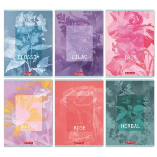 Herlitz tűzött füzet A/4, 32 lap kockás, Blossom, többféle